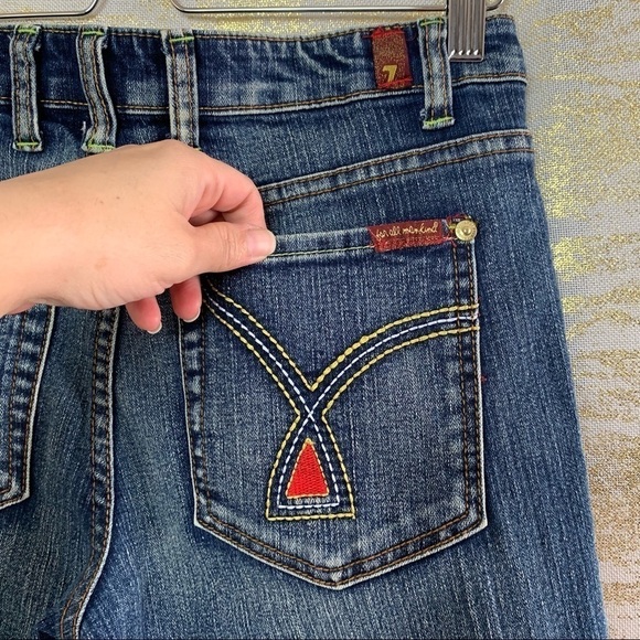 7 For All Mankind Medium Blue Wash Bootcut Capris Jeans Size - Picture 6 of 14